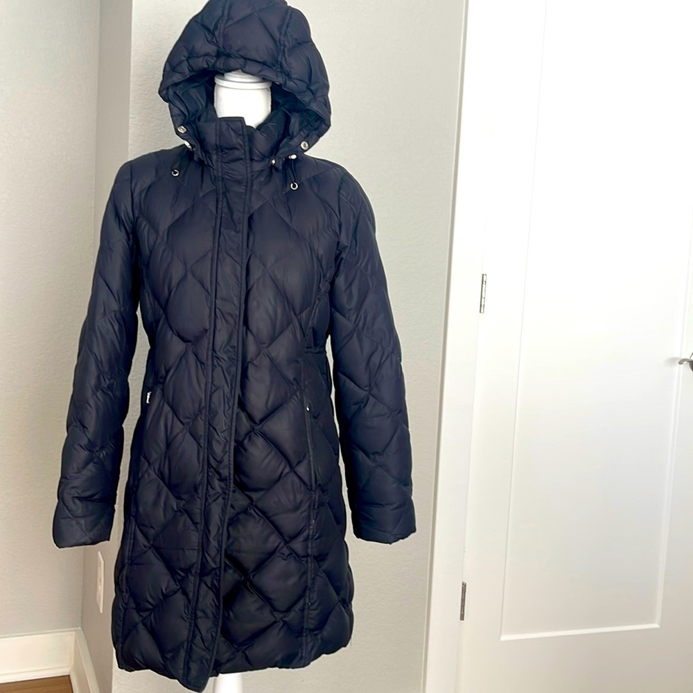 Eddie Bauer Quilted Black Hooded Puffer Coat